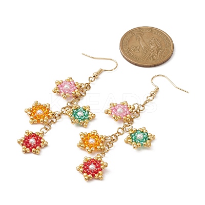 Star Glass Seed Braided Dangle Earrings EJEW-MZ00107-1