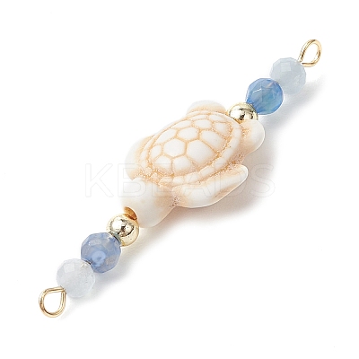4Pcs 4 Colors Summer Beach Dyed Synthetic Turquoise Connector Charms PALLOY-JF03746-03-1