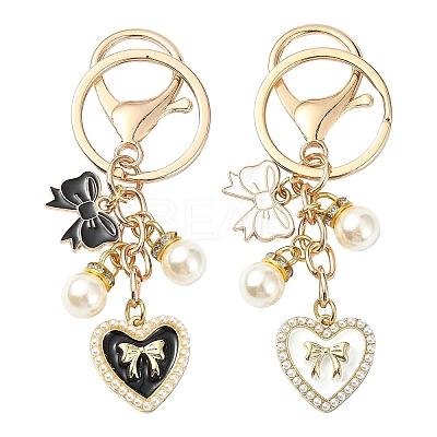 Heart & Bowknot Alloy Enamel Pendant Keychain KEYC-YW00133-01-1