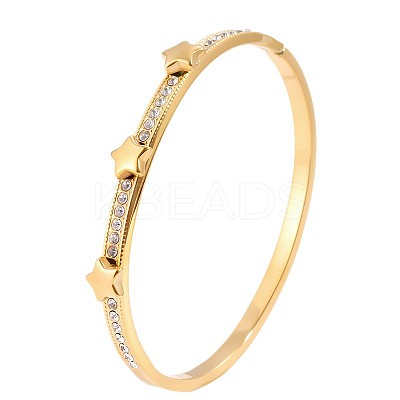 304 Stainless Steel & Crystal Rhinestone Hinged Bangles for Women WG2CEEC-01-1