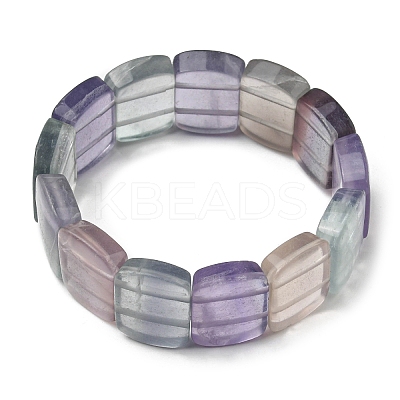 Natural Fluorite Rectangle Beaded Stretch Bracelet for Women BJEW-M297-B01-1