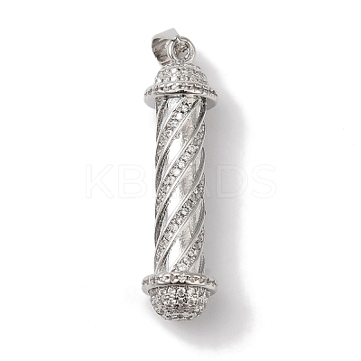 Rack Plating Brass Micro Pave Clear Cubic Zirconia Pendants KK-B092-31P-1