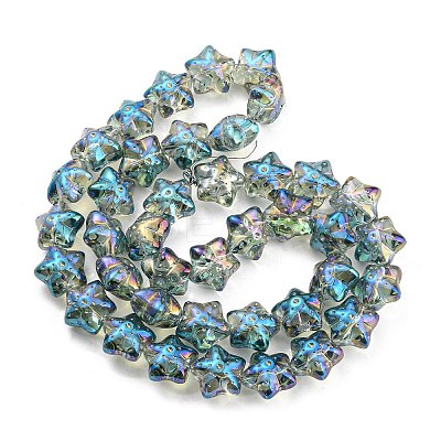 Half Rainbow Plated Electroplate Transparent Glass Beads Strands EGLA-G037-07A-HR04-1