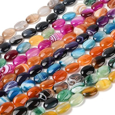 Natural Striped Agate/Banded Agate Beads Strands G-Q182-01-1