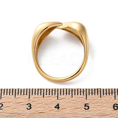 Ion Plating(IP) 304 Stainless Steel Leaf Open Cuff Rings for Women RJEW-G319-02G-1