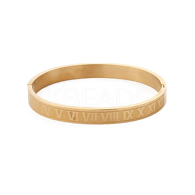Roman Number Pattern 304 Stainless Steel Hinged Bangles for Couple FS-WG2D392-03-1