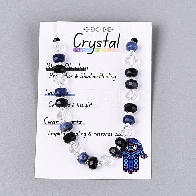 Natural Obsidian & Sodalite & Quartz Crystal Beads Strands G-Q614-03A-04-1