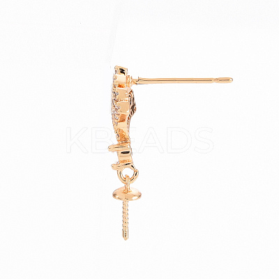 Brass Micro Pave Clear Cubic Zirconia Earring Findings KK-T062-209G-NF-1