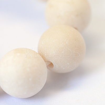 Frosted Natural Fossil Round Bead Strands X-G-E334-6mm-22-1