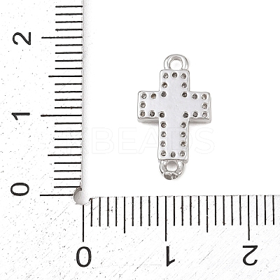 Cross Brass Micro Pave Clear Cubic Zirconia Connector Charms KK-P339-04P-1