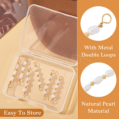 6Pcs 3 Styles Natural Cultured Freshwater Pearl Beaded Connector Charms PALLOY-TA00269-1