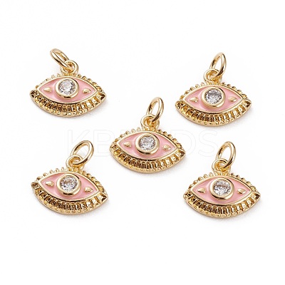 Brass Micro Pave Clear Cubic Zirconia Charms KK-C100-15G-A03-1