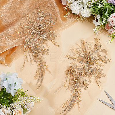 3D Flower Polyester Embroidery Sew on Appliques PATC-WH0008-48C-1
