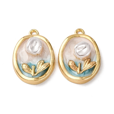 Light Gold Tone Alloy Enamel Pendants ENAM-B028-30KCG-02-1
