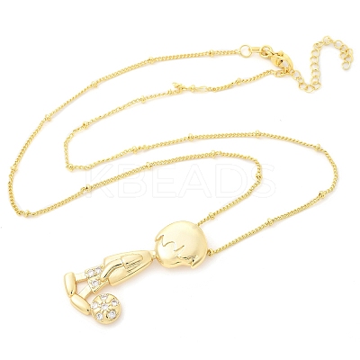 Brass Micro Pave Clear Cubic Zirconia Pendant Necklaces NJEW-M084-01G-01-1