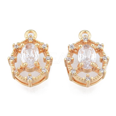 Brass Micro Pave Clear Cubic Zirconia Charms KK-N216-562LG-1