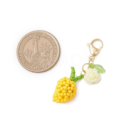 Handmade Glass Seed Beads Mango Pendnat Decorations HJEW-MZ00348-1