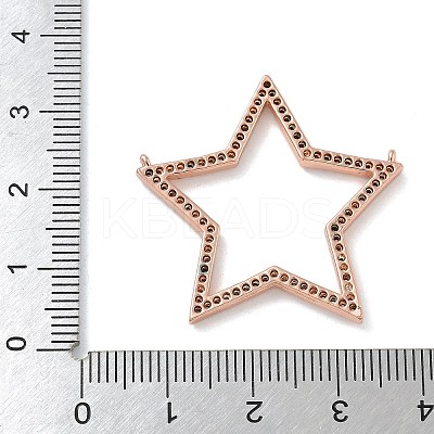Rack Plating Brass Micro Pave Cubic Zirconia Connector Charms KK-G515-42RG-01-1