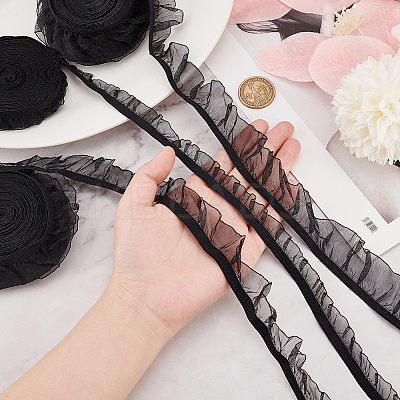 15 Yards 3 Styles Nylon Pleated Lace Ribbon OCOR-FG0001-78-1