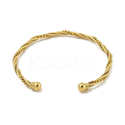 304 Stainless Steel Twisted Open Cuff Bangles for Women LS-BJEW-E100-07G-1