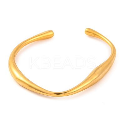 304 Stainless Steel Open Cuff Bangles for Women LS-BJEW-G711-02G-1