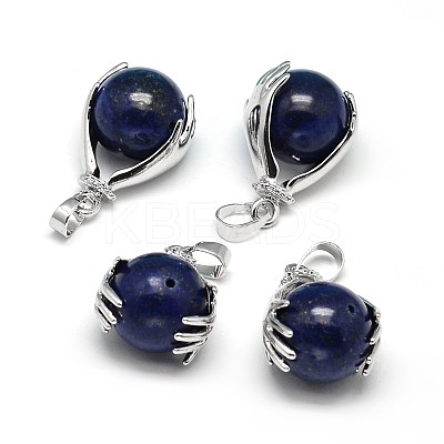Palm Platinum Plated Brass Synthetic Blue Goldstone Pendants G-F228-02E-RS-1