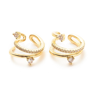 Clear Cubic Zirconia Wrapped Cuff Earrings EJEW-A066-04G-1
