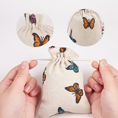 Polycotton(Polyester Cotton) Packing Pouches Drawstring Bags ABAG-T004-10x14-03-1