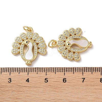 Brass Micro Pave Clear Cubic Zirconia Pendants KK-B083-33C-G-1