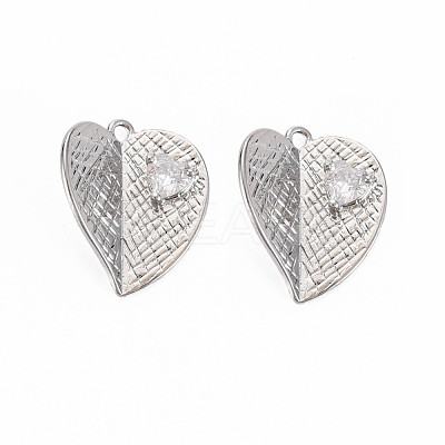 Brass Micro Pave Clear Cubic Zirconia Pendants KK-S364-256-1