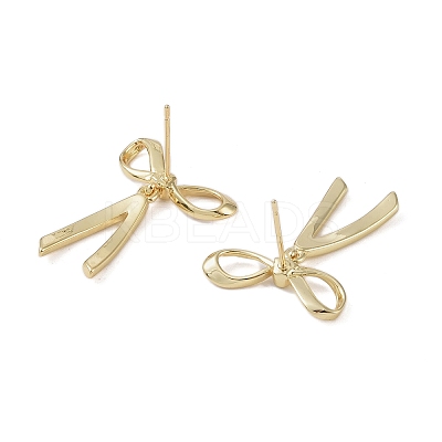 Rack Plating Bowknot Brass Stud Earrings for Women EJEW-NH0002-03G-1