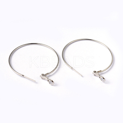 Platinum Color Brass Hoop Earrings X-EC108-3NF-1