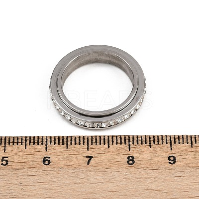 304 Stainless Steel Rhinestone Rotating Finger Rings LS-RJEW-A074-01B-P-1