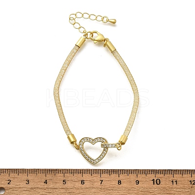 Brass Micro Pave Clear Cubic Zirconia Link Bracelets for Women BJEW-A029-01A-G-1