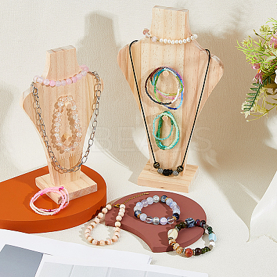 3 Bags 3 Styles Bust Shaped Wood Pendants Jewely Display Stands ODIS-DC0001-10-1