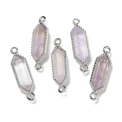 Natural Amethyst Faceted Double Terminal Pointed Hexagon Connector Charms G-G181-04P-02-1