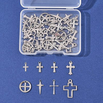 60Pcs 10 Styles 201 and 304 Stainless Steel Pendants STAS-FS0001-91-1