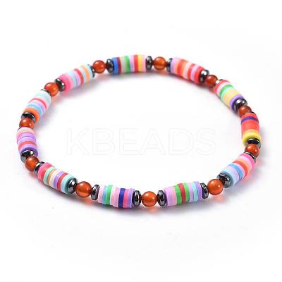 Polymer Clay Heishi Beads Beads Stretch Bracelets BJEW-JB04452-M-1