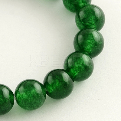 Dyed Natural White Jade Round Bead Strands G-Q937-13-1