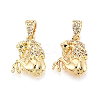 Brass Micro Pave Clear Cubic Zirconia Pendants KK-T075-85G-1