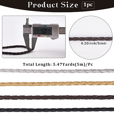 5M Braided Round PU Leather Jewelry Cord OCOR-GF0004-96A-02-1