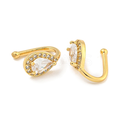 Brass Micro Pave Clear Cubic Zirconia Cuff Earrings for Women EJEW-C104-132G-1