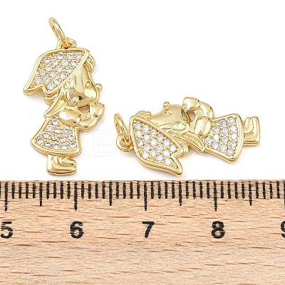 Brass Cubic Zirconia Pendants KK-L251-40G-02-1