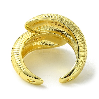 Brass Micro Pave Cubic Zirconia Open Cuff Rings RJEW-K256-39G-1