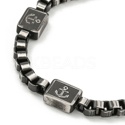 304 Stainless Steel Enamel Box Chain Anchor Link Bracelets for Women BJEW-G717-15B-1