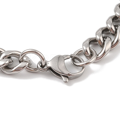 Non-Tarnish 304 Stainless Steel Cuban Link Chain Bracelets for Men BJEW-B096-35A-P-1