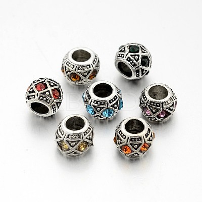Antique Silver Plated Alloy Rhinestone European Beads CPDL-J031-AS-1