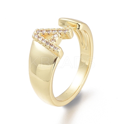 Brass Micro Pave Clear Cubic Zirconia Cuff Rings X-RJEW-F103-13A-G-1