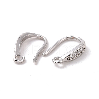 Brass Micro Pave Clear Cubic Zirconia Ear Hooks ZIRC-P100-05P-1