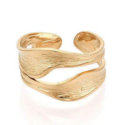 Ion Plating(IP) 304 Stainless Steel Cuff Ring RJEW-N038-112LG-1